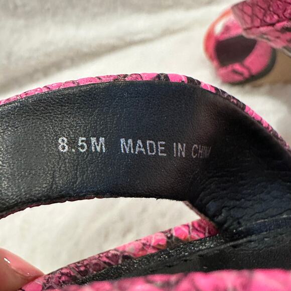Gianni Bini Neon Pink Black Python Print Heels sz 8.5 - Picture 3 of 8